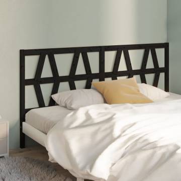 Stylish Black Pine Bed Headboard - 206x4x100 cm