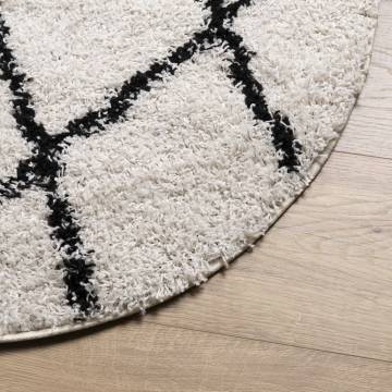 Shaggy Rug High Pile Cream & Black Ø 80 cm - Cozy Comfort