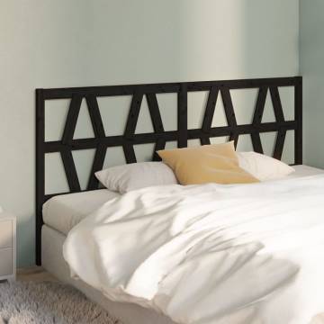 Stylish Black Pine Bed Headboard - 206x4x100 cm