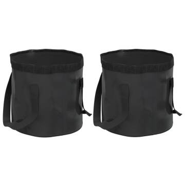 Folding Buckets 2 pcs Black 20L PVC - Space Saving Solution