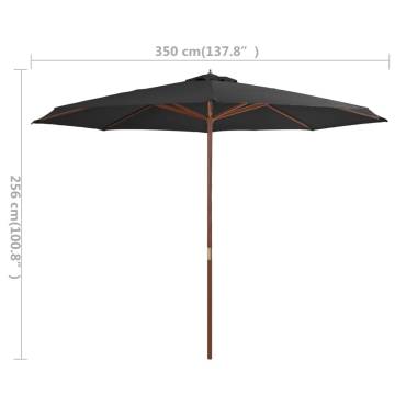 Outdoor Parasol with Wooden Pole 350 cm - UV Protection