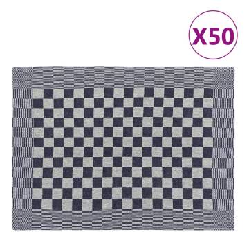 Kitchen Towels 50 pcs - Blue and White Cotton 50x70 cm