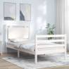 Bed Frame with Headboard White 90x200 cm Solid Wood Colour white Size 90 x 200 cm 