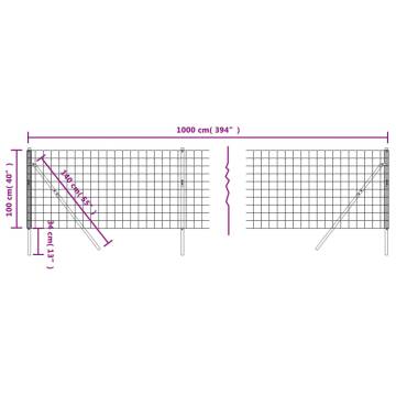 Wire Mesh Fence Anthracite 1x10 m | Galvanised Steel Fence