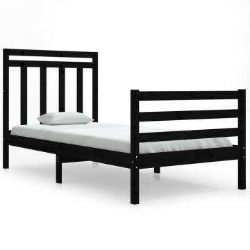 Black Solid Wood Bed Frame 90x200 cm | Classic Design