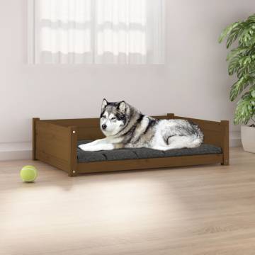 Comfortable Honey Brown Dog Bed - Solid Pine Wood 105.5x75.5 cm