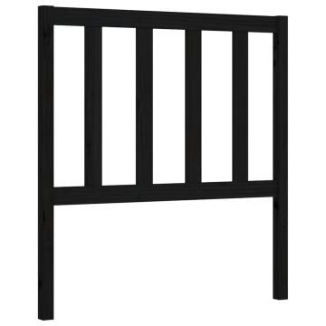 Black Bed Frame with Headboard - 100x200 cm Solid Wood