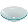 Frosted Tempered Glass Bathroom Sink with Tap & Drain