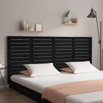 Elegant Black Wall Headboard - Solid Pine Wood 156x3x91.5 cm