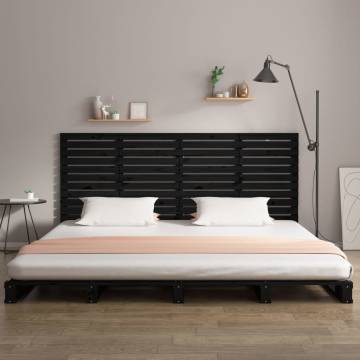 Elegant Black Wall Headboard - Solid Pine Wood 156x3x91.5 cm