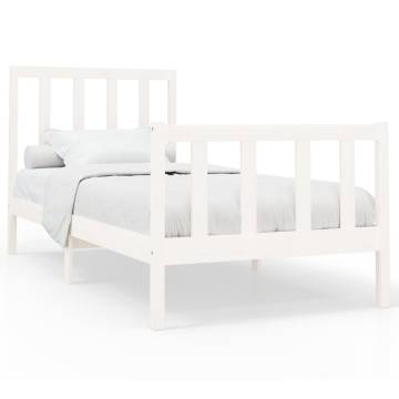 White Solid Wood Pine Bed Frame 90x200 cm | HipoMarket