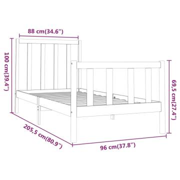 White Solid Wood Pine Bed Frame 90x200 cm | HipoMarket