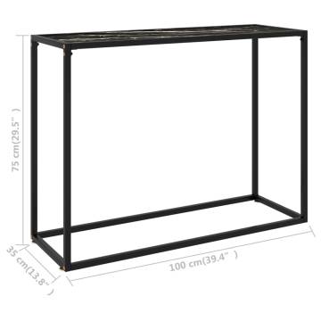 Stylish Black Console Table - 100x35x75 cm Tempered Glass