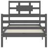 Grey Bed Frame with Headboard 90x200 cm | Solid Wood Elegance