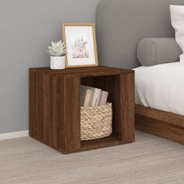 Elegant Brown Oak Bedside Table - 41x40x36 cm | Hipo Market