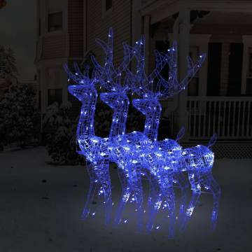 Blue Acrylic Reindeer Christmas Decorations - 3 pcs, 120 cm