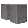 Garden Composters 2 pcs Brown 60x60x83 cm 600 L Plastic Rattan Quantity in Package 1 Capacity 600 l 