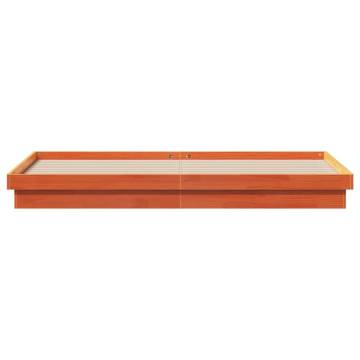 LED Bed Frame in Wax Brown - Solid Pine, 200x200 cm | HipoMarket