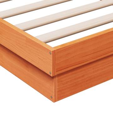 LED Bed Frame in Wax Brown - Solid Pine, 200x200 cm | HipoMarket