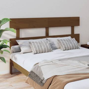 Stylish Honey Brown Bed Headboard - Solid Pine Wood 164x3x81 cm