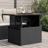 Stylish Black Garden Table - Poly Rattan & Acacia Wood