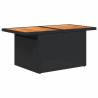 Stylish Black Garden Table - Poly Rattan & Acacia Wood