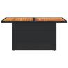 Stylish Black Garden Table - Poly Rattan & Acacia Wood