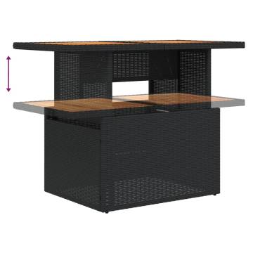 Stylish Black Garden Table - Poly Rattan & Acacia Wood