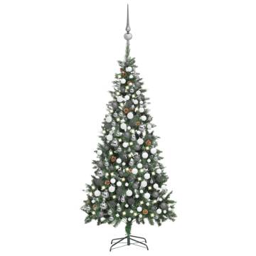 210 cm Pre-lit Artificial Christmas Tree with Ball Set