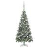 Artificial Pre-lit Christmas Tree with Ball Set Pine Cones 210 cm Colour white and grey Size 210 x 119 cm Quantity in Package 1 Number of Branch Tips 