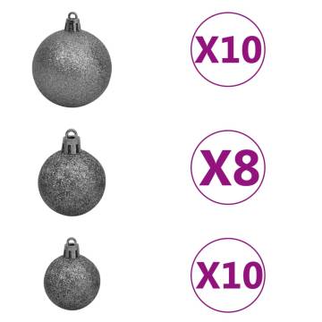 210 cm Pre-lit Artificial Christmas Tree with Ball Set