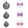 210 cm Pre-lit Artificial Christmas Tree with Ball Set