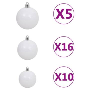 210 cm Pre-lit Artificial Christmas Tree with Ball Set