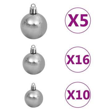 210 cm Pre-lit Artificial Christmas Tree with Ball Set