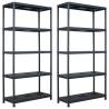 Storage Shelf Racks 2 pcs Black - 260 kg | Hipomarket