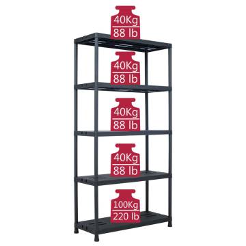 Storage Shelf Racks 2 pcs Black - 260 kg | Hipomarket