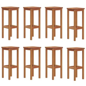 Rustic Bar Stools Set of 8 - Solid Acacia Wood | Hipo Market