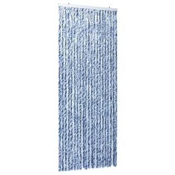 Insect Curtain Blue, White & Silver 90x220 cm - Chenille