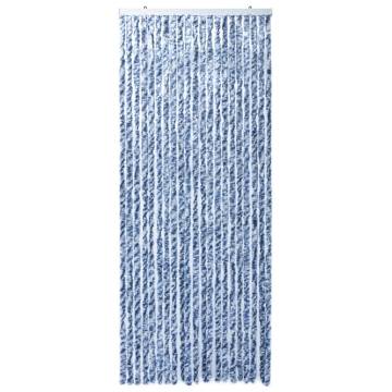 Insect Curtain Blue, White & Silver 90x220 cm - Chenille