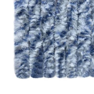 Insect Curtain Blue, White & Silver 90x220 cm - Chenille