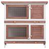 Outdoor Rabbit Hutch 4 Doors - Cozy Brown Wooden Enclosure