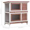 Outdoor Rabbit Hutch 4 Doors - Cozy Brown Wooden Enclosure