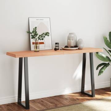 Live Edge Solid Oak Table Top - Light Brown 160x40cm