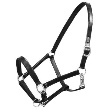 Adjustable Real Leather Headcollar - Black Full | Hipo Market