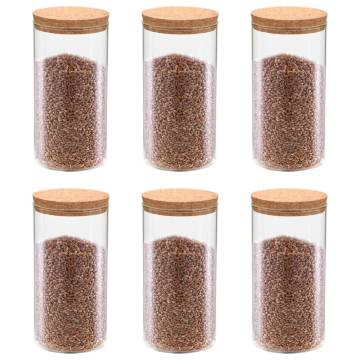 Storage Glass Jars with Cork Lid - 6 pcs 1400 ml