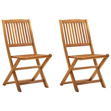 Folding Outdoor Chairs 2 pcs - Solid Acacia Wood | Hipomarket