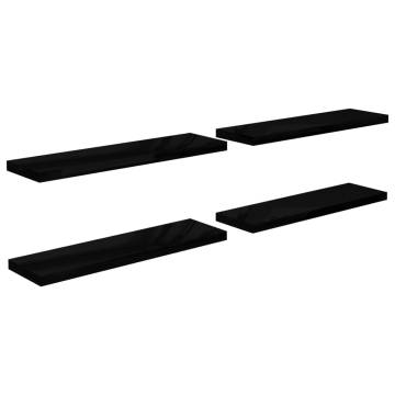 Stylish Floating Wall Shelves - High Gloss Black - 4 pcs