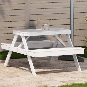 Picnic Table White 105x134 cm | Solid Wood Pine - Hipomarket