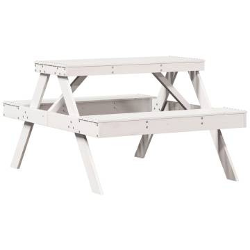 Picnic Table White 105x134 cm | Solid Wood Pine - Hipomarket