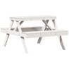 Picnic Table White 105x134 cm | Solid Wood Pine - Hipomarket